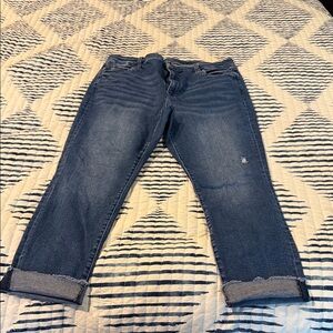 Kut from the Kloth Distressed Blue Ankle Jeans